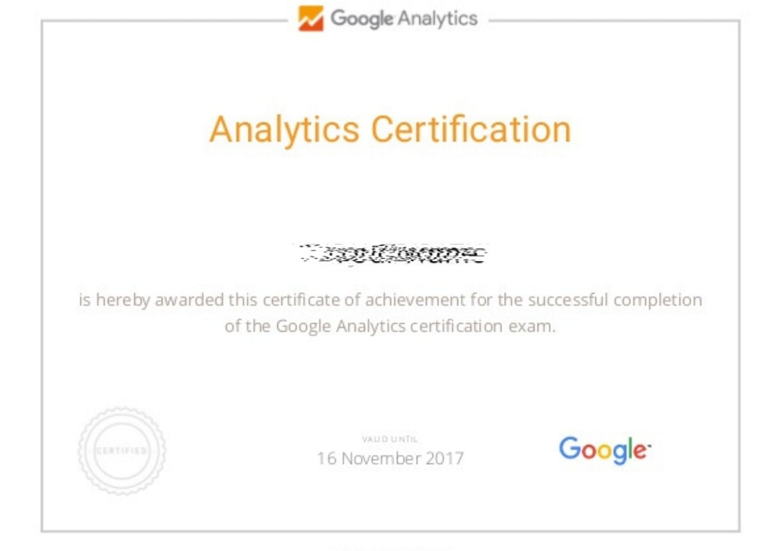 Digital Marketing Course Certificate