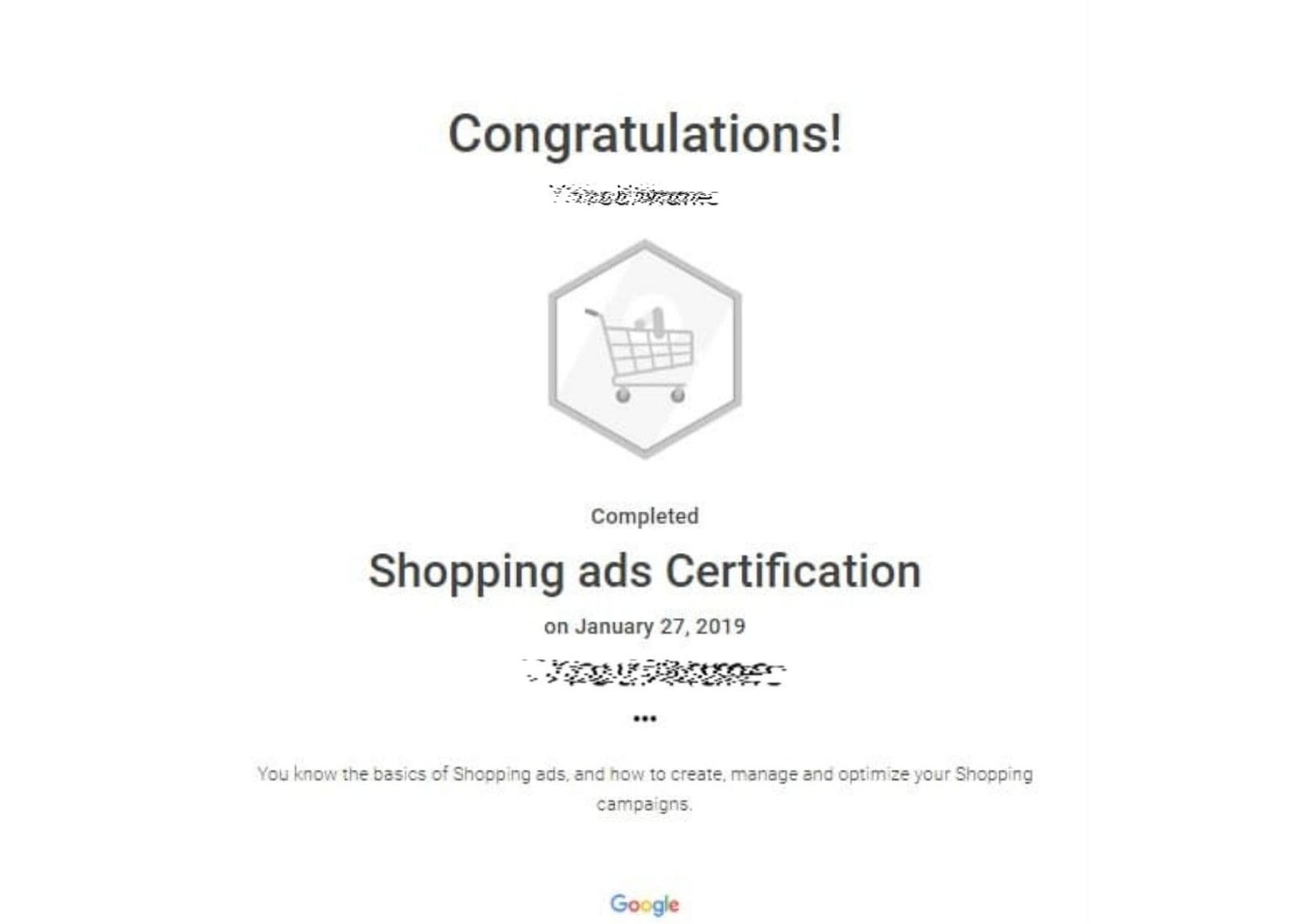 Digital Marketing Course Certificate