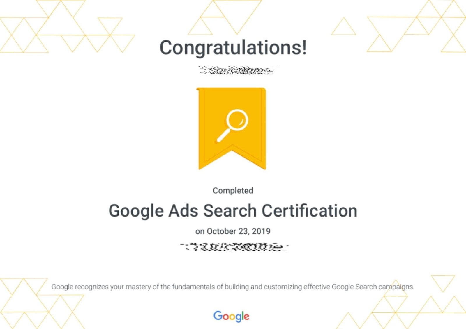 Digital Marketing Course Certificate