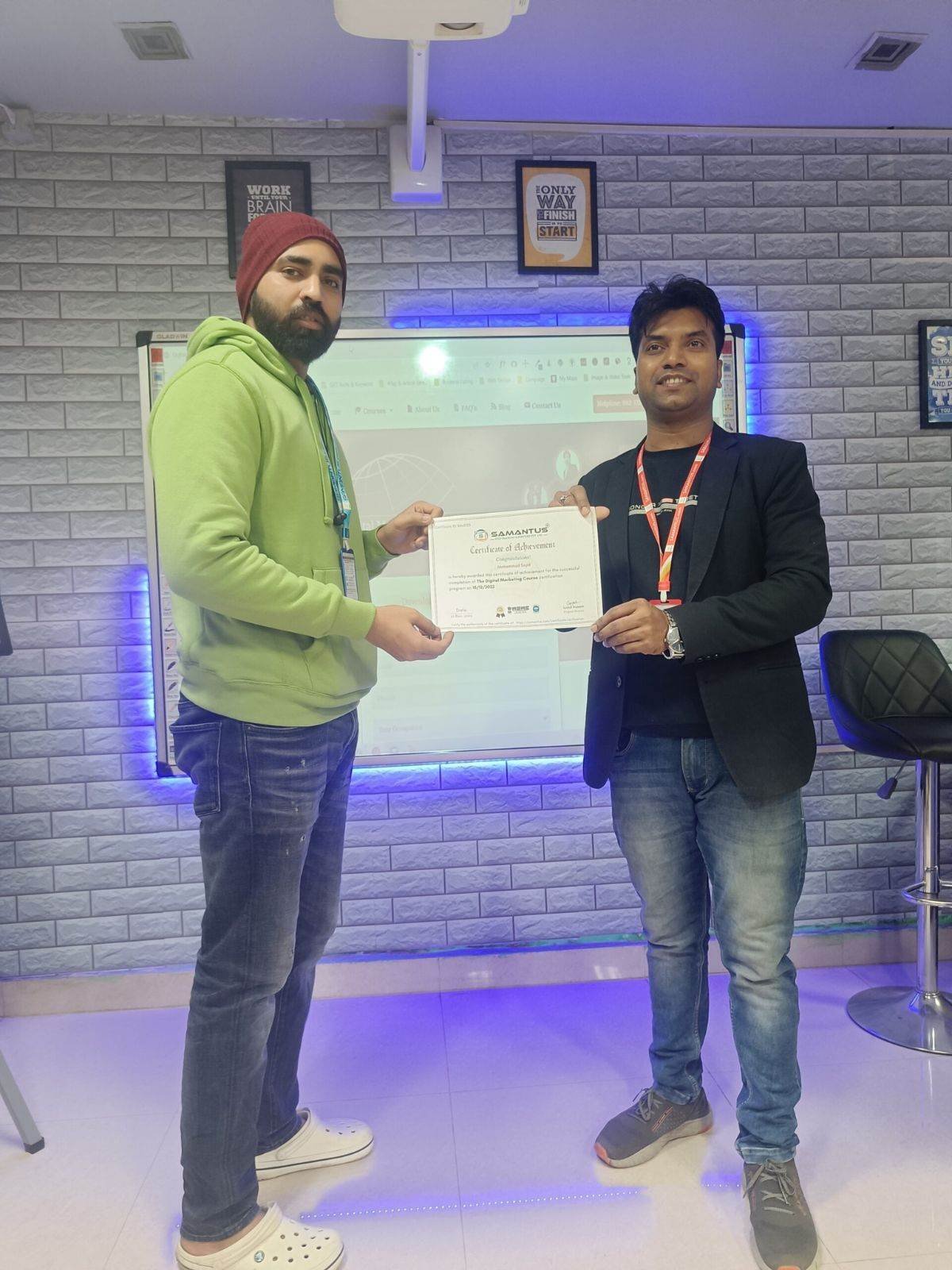 Samantus student certificate