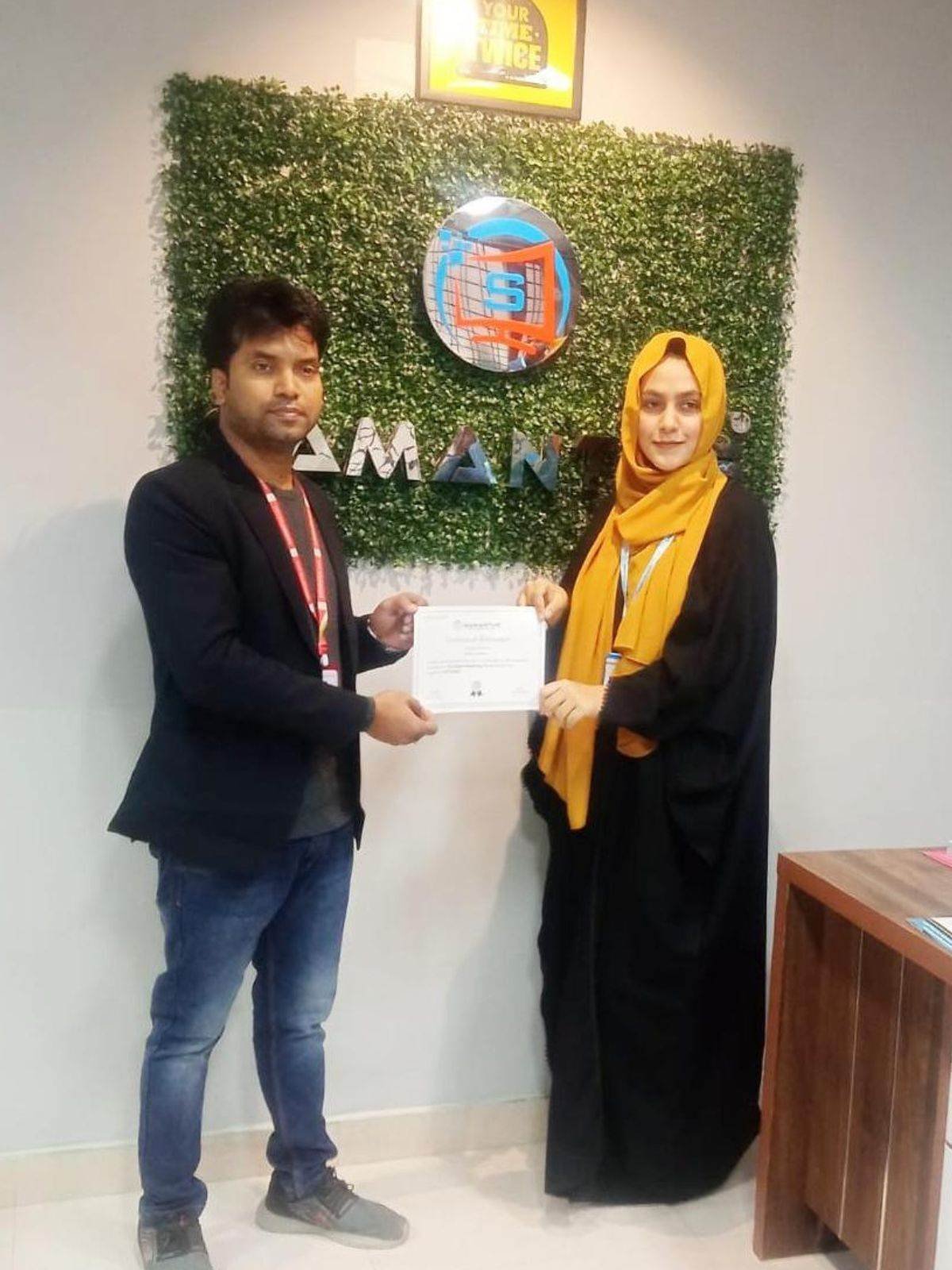 Samantus student certificate