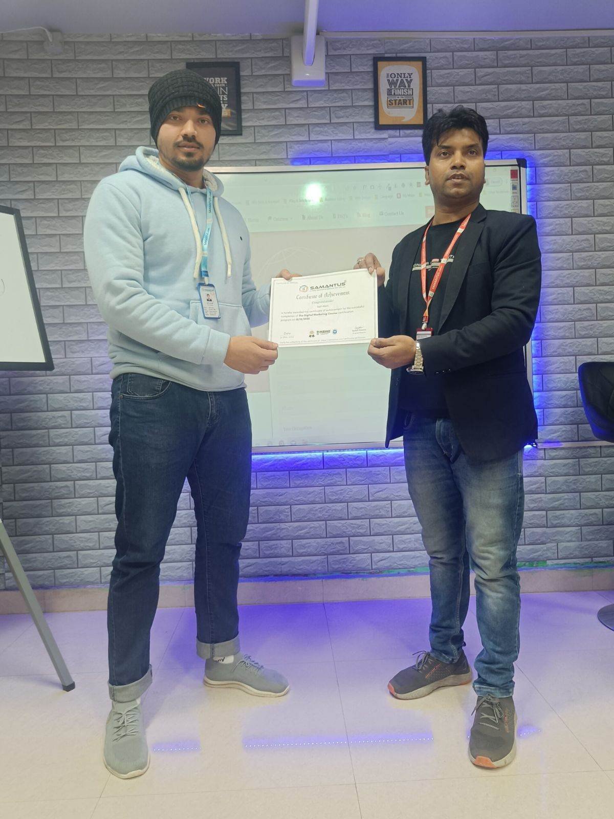 Samantus student certificate